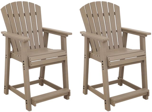 Signature Design by Ashley® Sandy Dune 2-Piece Medium Brown Aluminum/Plastic Outdoor Bar Stool-0