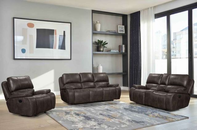 New Classic® Home Brookings Charcoal Manual Reclining Console Loveseat-1