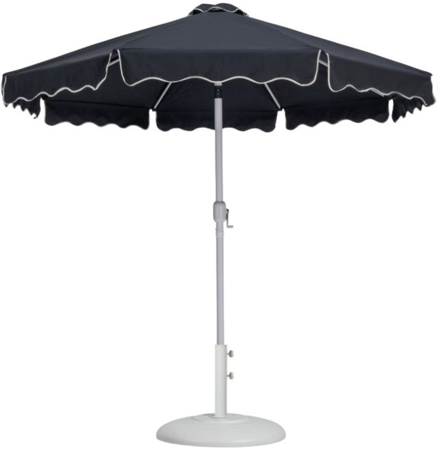 Meridian Furniture Amalfi Black/Matte White Aluminum Outdoor Patio Umbrella and Round Base-0