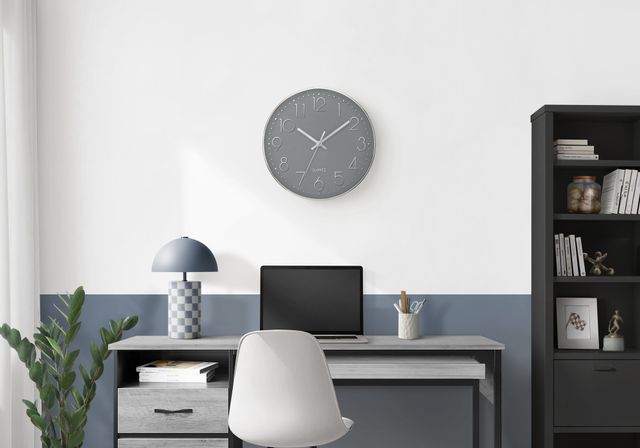 Monarch Specialties Inc. Grey 12" Analog Wall Clock with White Numbers-1
