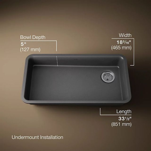 KOHLER® Cairn® Matte Graphite 33" Undermount Single-Bowl Kitchen Sink-2