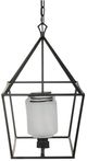 A & B Home Black Rectangle Iron and Glass Chandelier-2