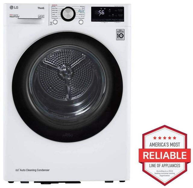 LG 4.2 Cu. Ft. White Front Load Ventless Electric Dryer with Dual Inverter HeatPump™ Technology-1