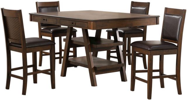 Coaster® Dewey 5-piece Brown/Walnut Counter Height Dining Set-0
