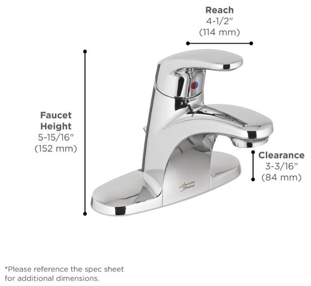 American Standard Colony® PRO Matte Black 4" Centerset 2-Handle Bathroom Faucet with Drain-3