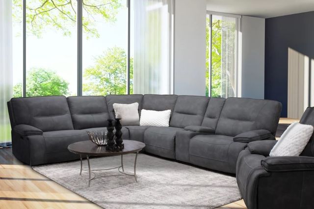 Parker House® Gladiator 6-Piece Cobalt Power Reclining L-Shape Sectional with Power Adjustable Headrests-1