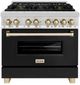 ZLINE Autograph Edition 36" Stainless Steel Pro Style Dual Fuel Range with Black Matte Door-0