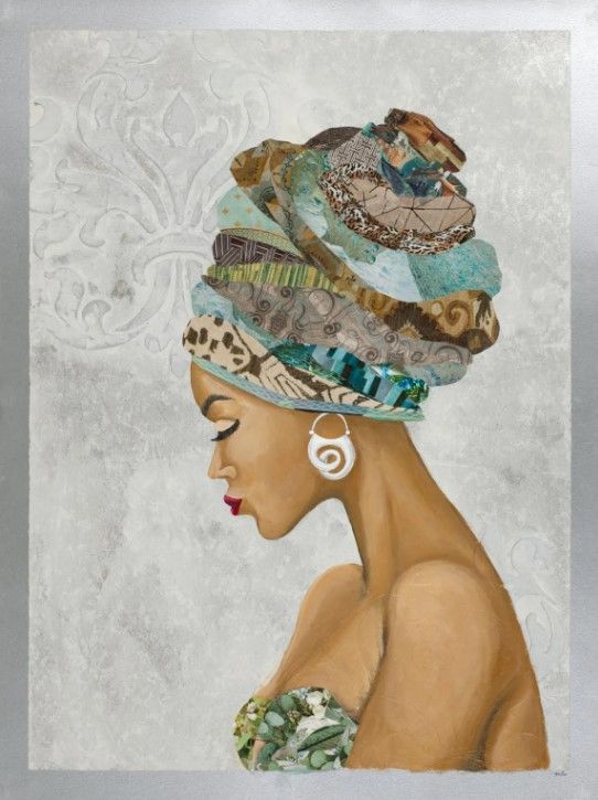 Classy Art African Goddess On Silver by Gina Ritter Wall Art-0