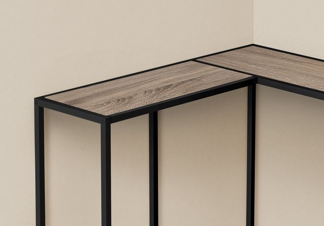 Monarch Specialties Inc. 36"L Taupe Corner Console with Black Metal Frame-2
