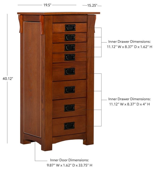 Powell® Anna Lee Mission Oak Jewelry Armoire-2