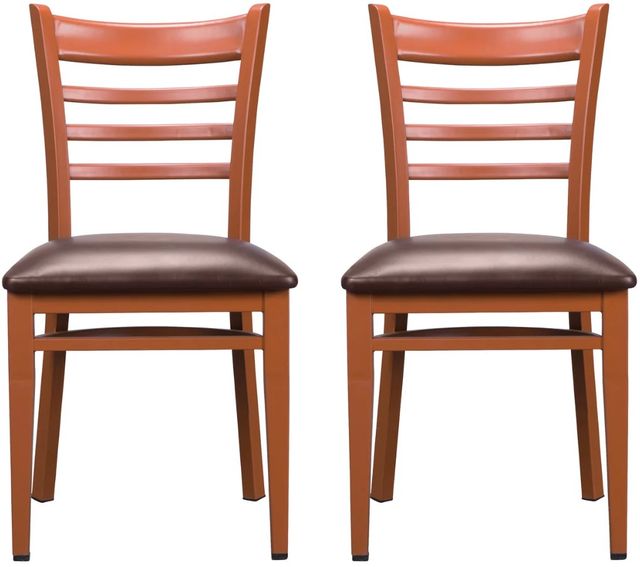 Linon Kara 2-Piece Burgandy/Dark Honey Vinyl Metal Side Chairs-3