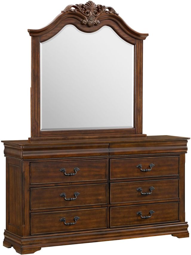 Elements International Northridge Cherry Dresser and Mirror Set-0