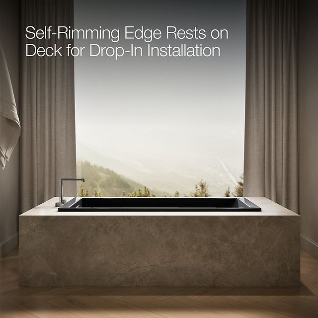 KOHLER® Underscore® Black 66" x 32" Drop-In Heated Whirlpool Bath-3