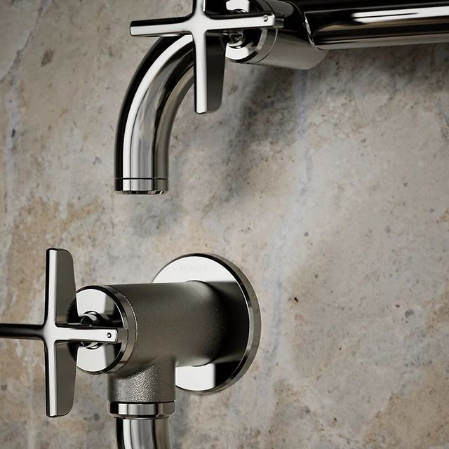 KOHLER® Billet® Vibrant Titanium Wall-Mount Pot Filler with Cross Handle-3