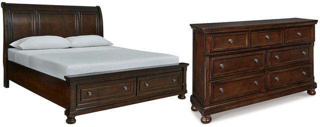 Millennium® by Ashley Porter 2-Piece Rustic Brown King Sleigh Bed Set-0