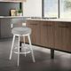 Armen Living Flynn Brushed Stainless Steel/Light Gray Swivel Counter Stool-1