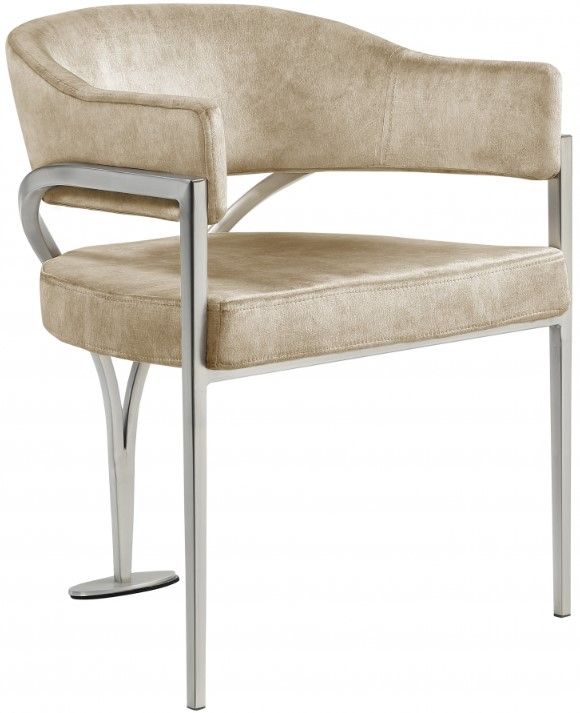 Meridian Furniture Madelyn Beige/Chrome Velvet Dining Chair-0
