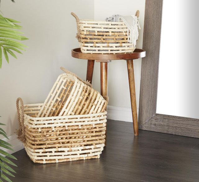Deco Marche 3-Piece Brown Rectangular Storage Basket Set-4