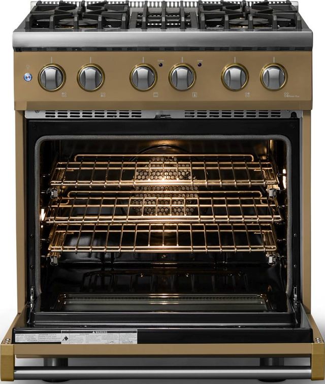 Viking® 5 Series 30" Golden Hour Pro Style Dual Fuel (NG) Range with Brushed Brass Trim-1