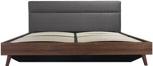 Mazin Furniture Fletcher Faux Walnut/Gray Full Upholstered Platform Bed with Lift Storage-3