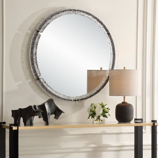 Uttermost® Crystalline Black Round Mirror-1
