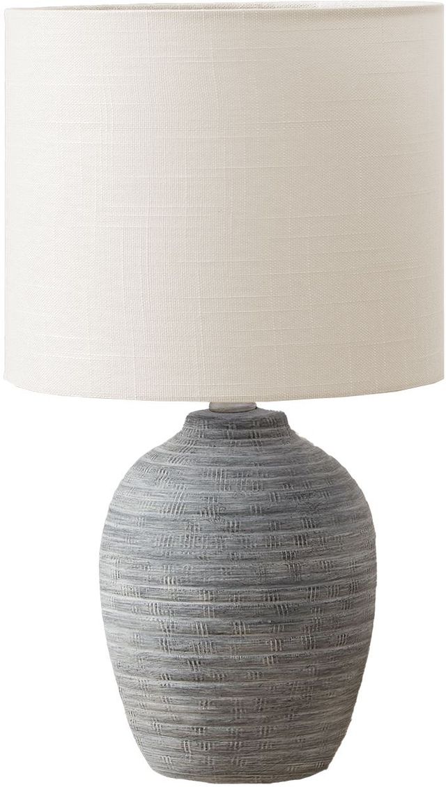 Monarch Specialties Inc. Grey Ceramic/Ivory Shade Table Lamp -0