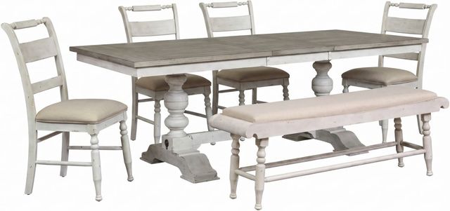 Liberty Furniture Whitney 6-Piece Antique Linen/Weathered Gray Trestle Dining Set-0