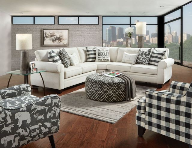 Fusion Furniture Popstitch Shell Black/White Round Cocktail Ottoman-1
