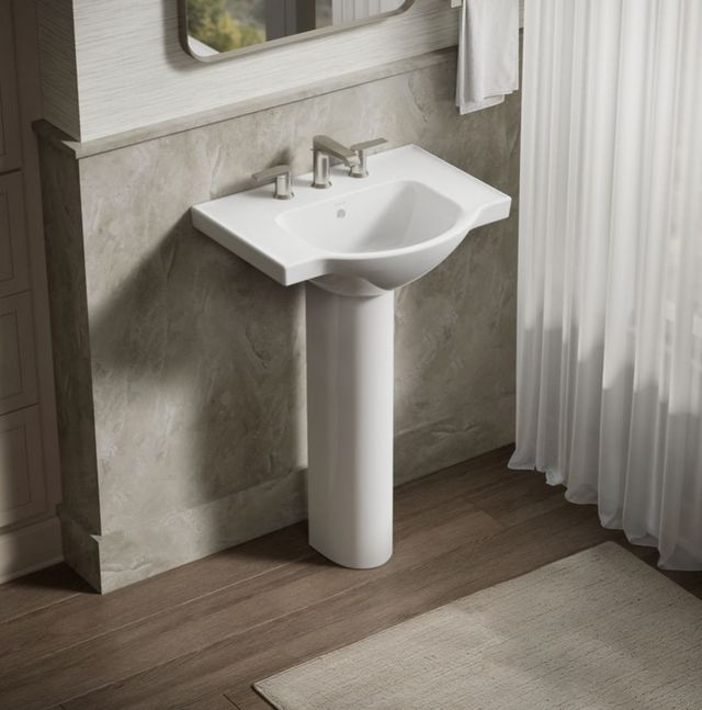 Kohler Veer® White 24" Widespread Square Pedestal Bathroom Sink-2