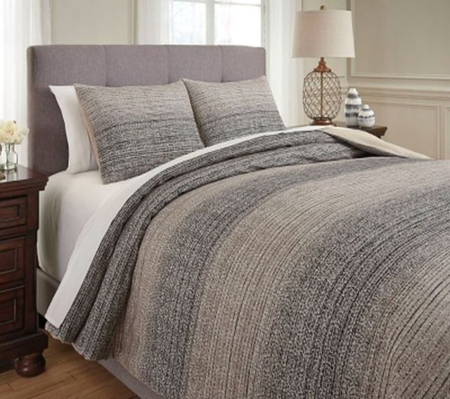 Signature Design by Ashley® Arturo Natural/Charcoal King Duvet Cover Set-1