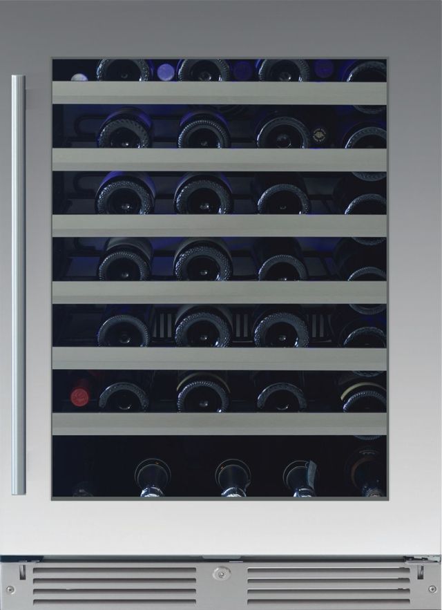 XO 24" 5.7 Cu. Ft. Fingerprint Resistant Stainless Steel Single Zone Wine Cooler with Right Hinge Glass Door-0