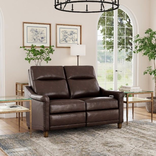 Flexsteel® Elizabeth Brunette Leather Power Reclining Loveseat with Power Headrest-1