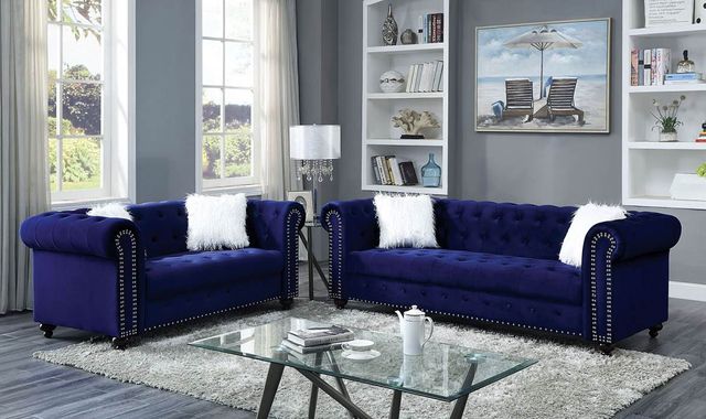 Furniture of America® Giacomo 2-Piece Blue Sofa Set-0