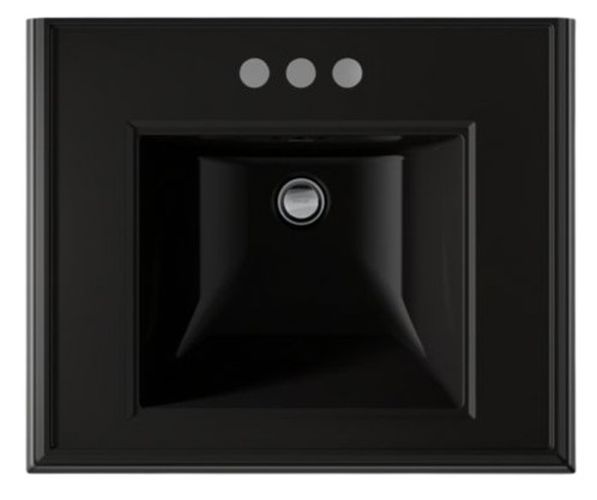 Kohler Memoirs® Black Pedestal/Console Table Bathroom Sink Basin with 4" Centerset Faucet Holes-1