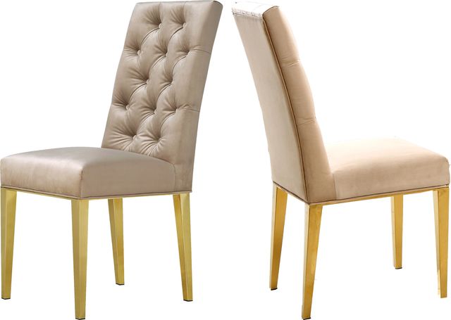Meridian Furniture Capri Beige Velvet Dining Chair-1