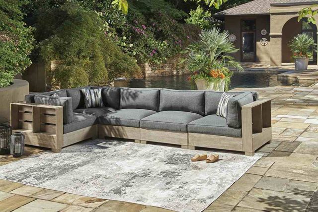 Signature Design by Ashley® Citrine Park 5-Piece Brown Wooden Outdoor Sectional-2