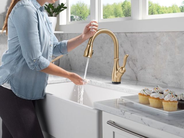 Delta Leland® Champagne Bronze Touch2O® Kitchen Faucet-3