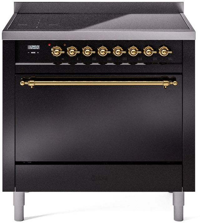 Ilve® Nostalgie II Series 36" Glossy Black Pro Style Induction Range-0