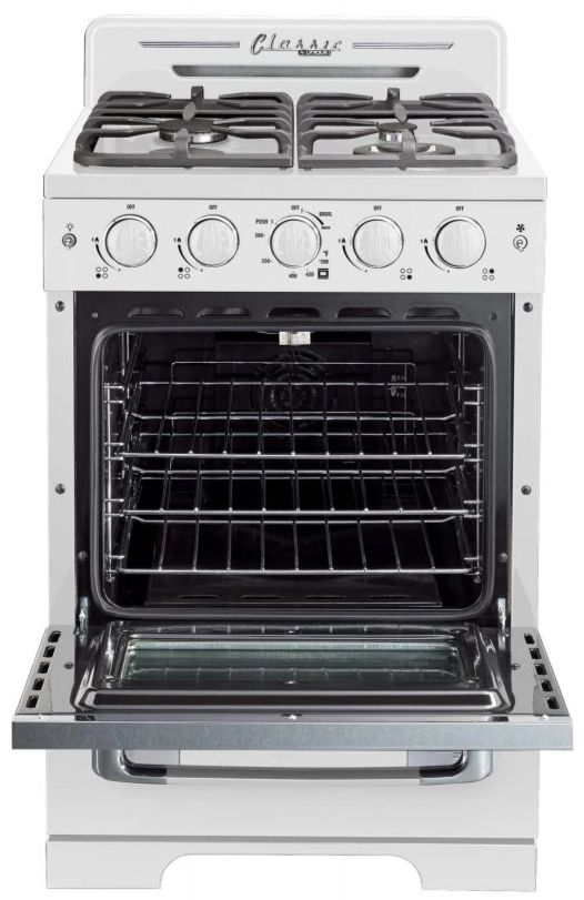 Unique® Appliances Classic Retro 24" Marshmallow White Freestanding Natural Gas Range-1