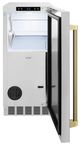 ZLINE Autograph Edition Touchstone 15" 66 lb. Stainless Steel Gourmet Ice Maker with Drain Pump and Solid Stainless Steel Door with Champagne Bronze Helix Handle-2