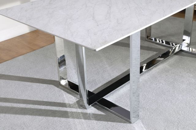 Coaster® Annika White Glass Top Dining Table with Chrome Base-4
