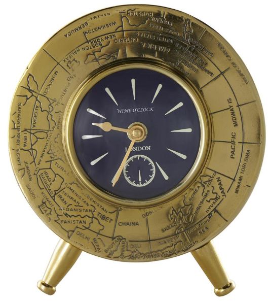 Deco Marche Gold World Map Small Dome Decorative Clock-0