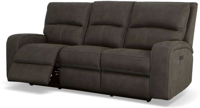Flexsteel® Nirvana Grey Power Reclining Sofa with Power Headrests-2