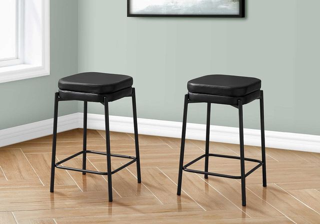 Monarch Specialties Inc. 2-Piece Black 26" Upholstered Counter Height Stools Set-1