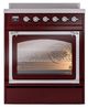 Ilve® Nostalgie II Noblesse 30'' Burgundy Pro Style Induction Range with Chrome Trim-1