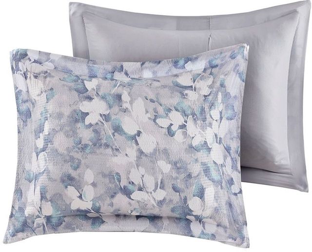 Olliix by Madison Park 8 Piece Blue King/California King Erica Printed Seersucker Comforter and Coverlet Set Collection-1