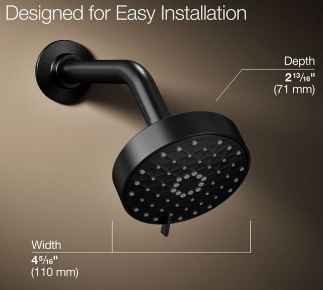 KOHLER® Awaken® G110 Matte Black 1.75 GPM 3-Function Showerhead-3