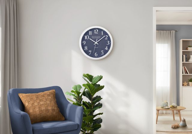 Monarch Specialties Inc. Blue 12" Wall Clock with White Numbers-1