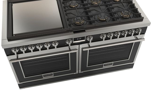 Fulgor Milano® Evoque 400 Series 60" Matte Black Pro Style Dual Fuel Hybrid Range with Stainless Steel Trim -3
