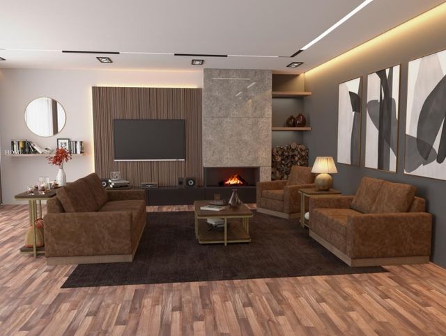 International Furniture Direct Georgia Brown 64" Loveseat-1